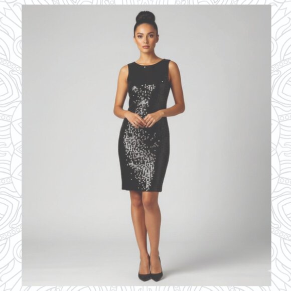 Black Sequin Max Studio Cocktail Party Dress Size Small - Picture 1 of 5
